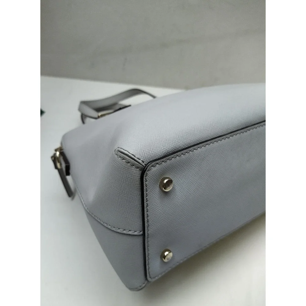 Kate Spade New York Light Blue Leather Dome Double Handles Zipper Satchel Bag